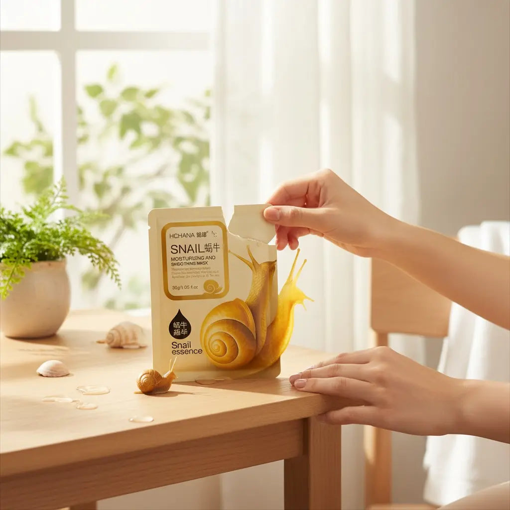 Masques Réparateurs Bio à la Sécrétion d’Escargot                       Peau Lisse et Hydratée 10 pcs