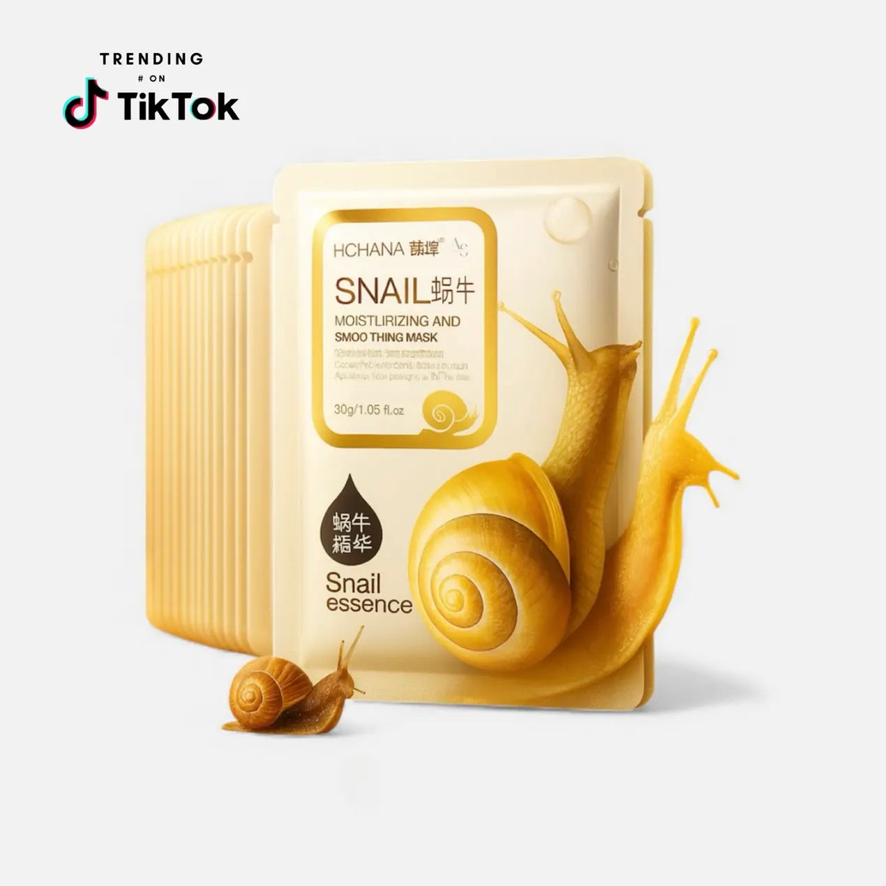 Masques Réparateurs Bio à la Sécrétion d’Escargot                       Peau Lisse et Hydratée 10 pcs